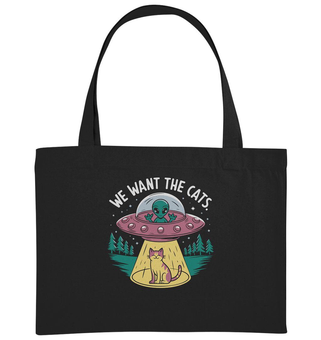 Alien und Katzen Fun Design We want the cats - Organic Shopping-Bag