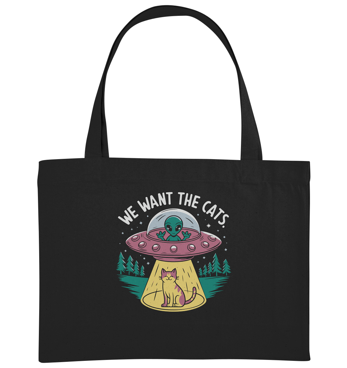 Alien und Katzen Fun Design We want the cats - Organic Shopping-Bag
