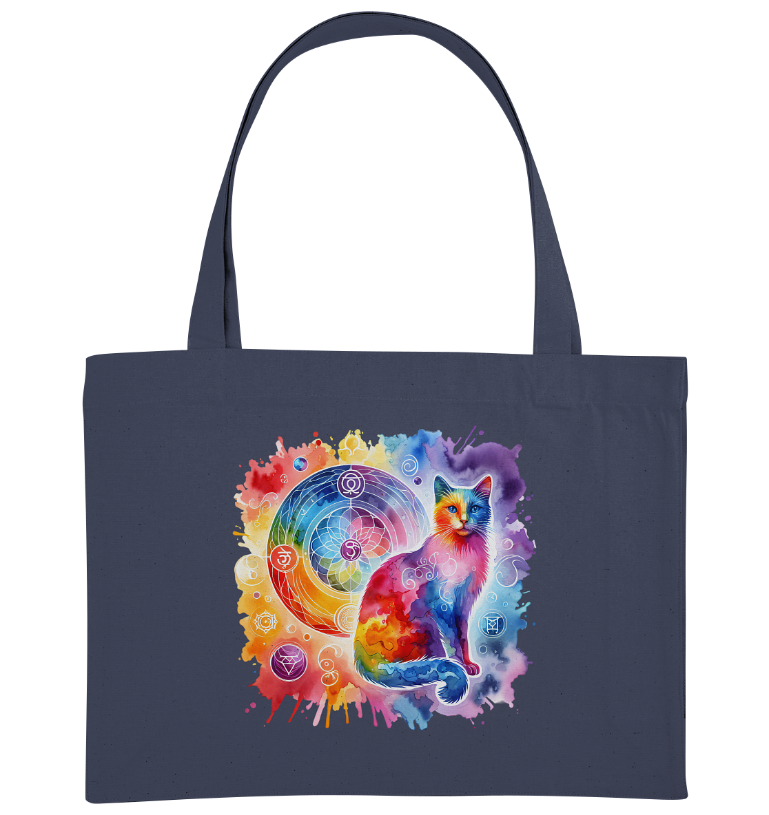 Shakra Design mit Katze - Organic Shopping-Bag