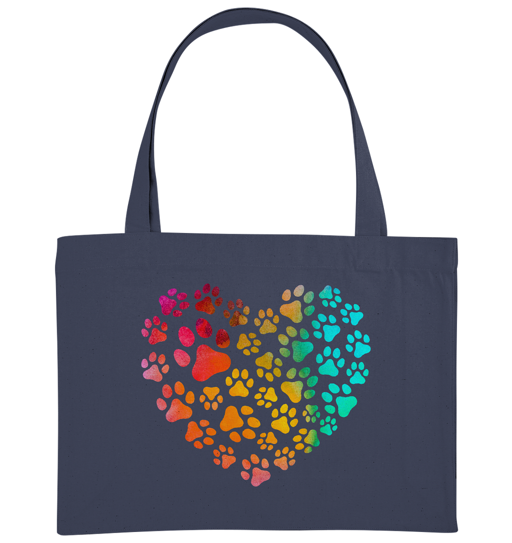 Bunte Pfoten in Herzform - Organic Shopping-Bag