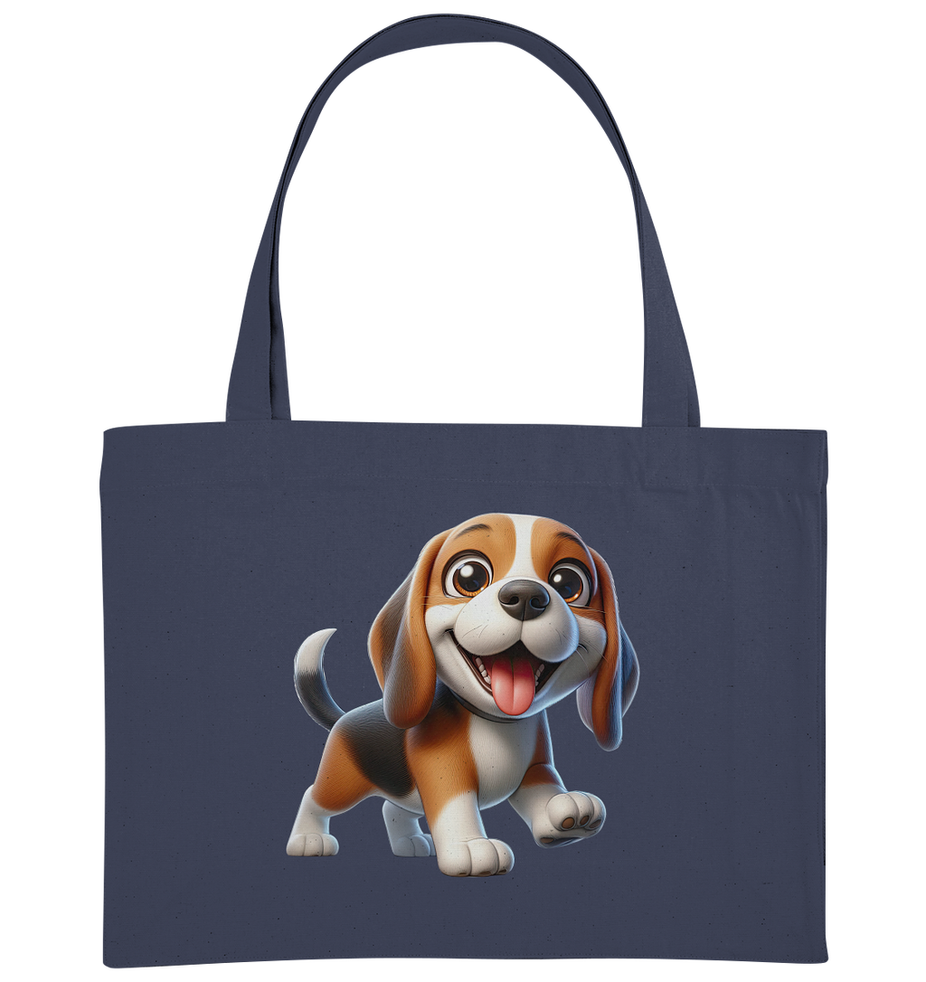 Beagle Cartoon Hund personalisierbar - Organic Shopping-Bag