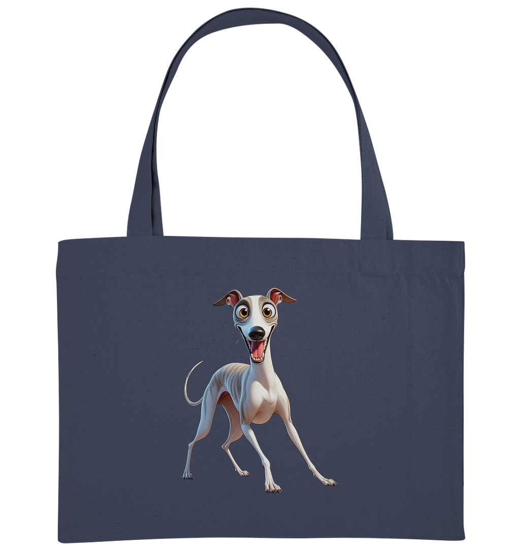 Whippet Cartoon personalisierbar - Organic Shopping-Bag