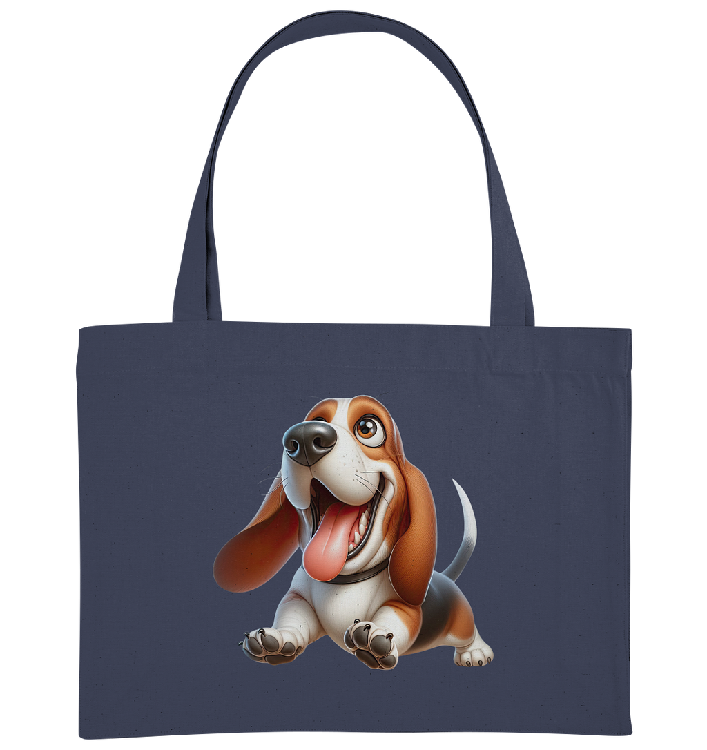 Basset Hound Cartoon personalisierbar - Organic Shopping-Bag