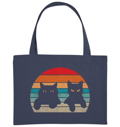 2 Katzen Retro Style - Organic Shopping-Bag