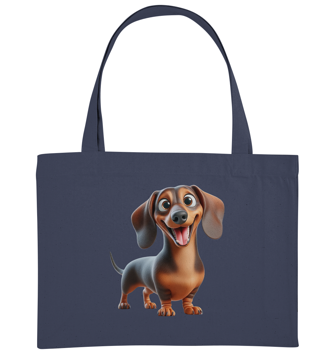 Happy Dackel Cartoon - personalisierbar - Organic Shopping-Bag