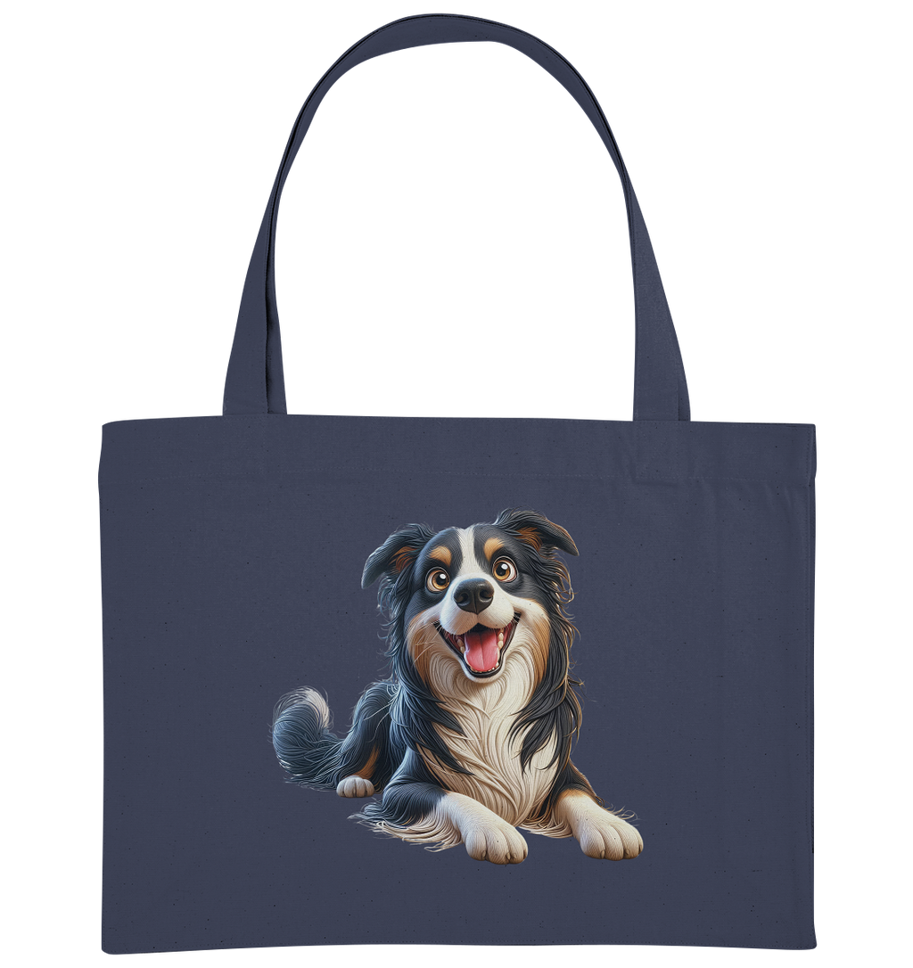 Border Collie Cartoon - personalisierbar - Organic Shopping-Bag