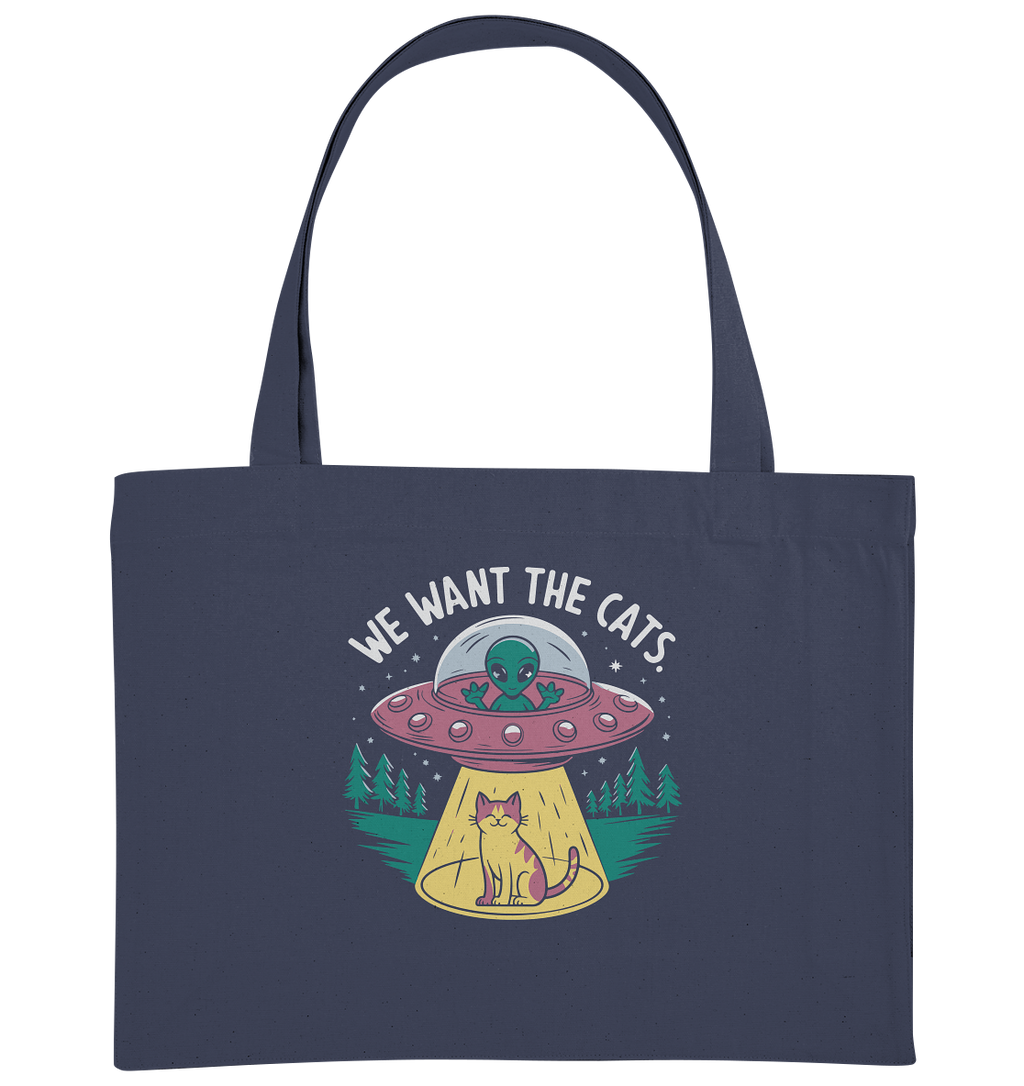 Alien und Katzen Fun Design We want the cats - Organic Shopping-Bag