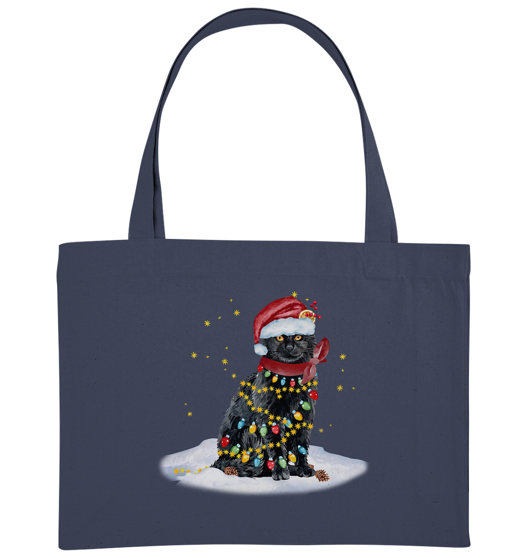 Lustige Weihnachts Katze Zeichnung - Organic Shopping-Bag