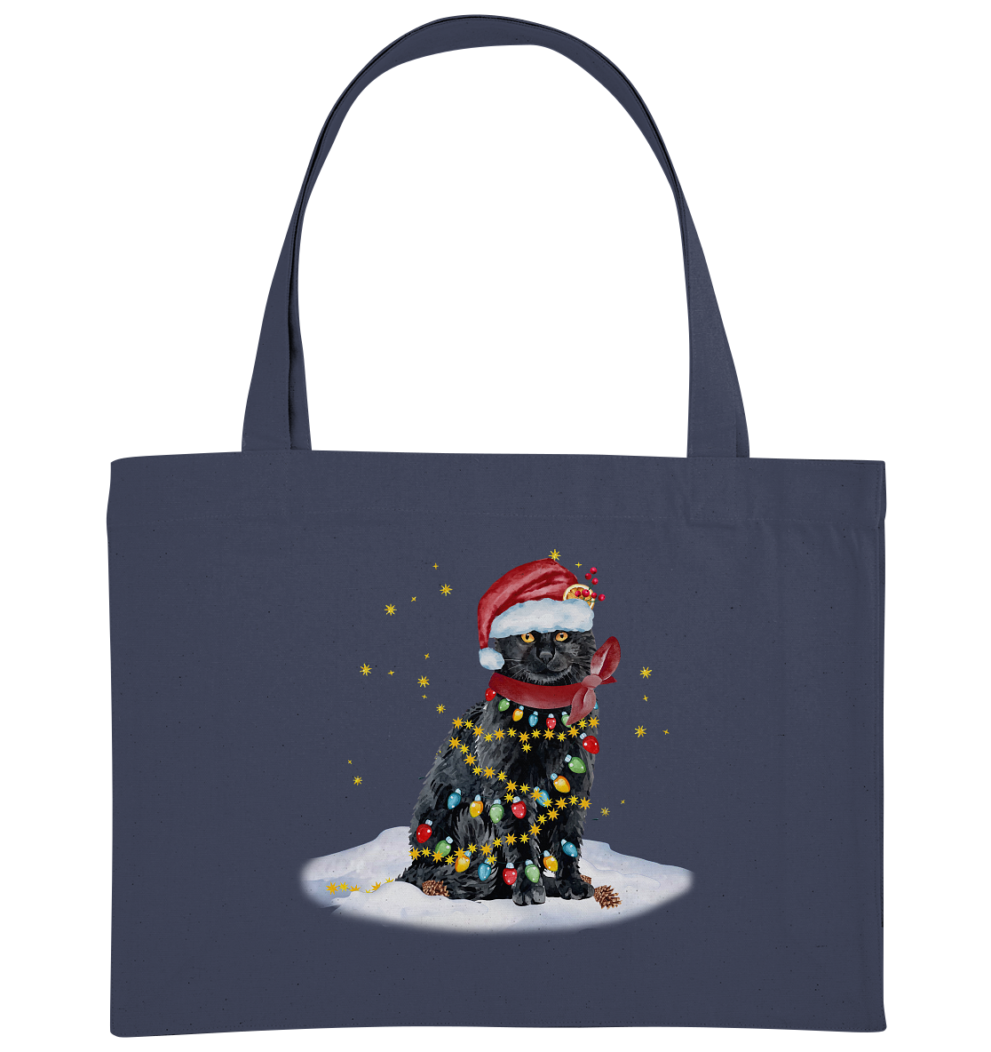 Lustige Weihnachts Katze Zeichnung - Organic Shopping-Bag