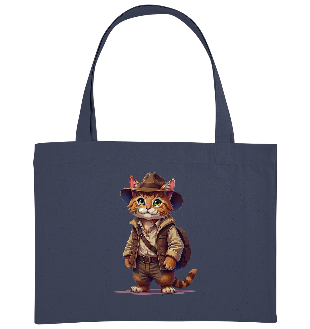 Abenteurer Katze Cartoon  - personalisierbar - Organic Shopping-Bag