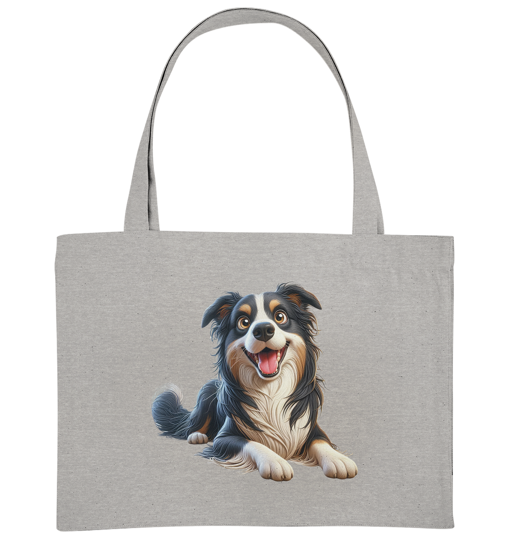 Border Collie Cartoon - personalisierbar - Organic Shopping-Bag