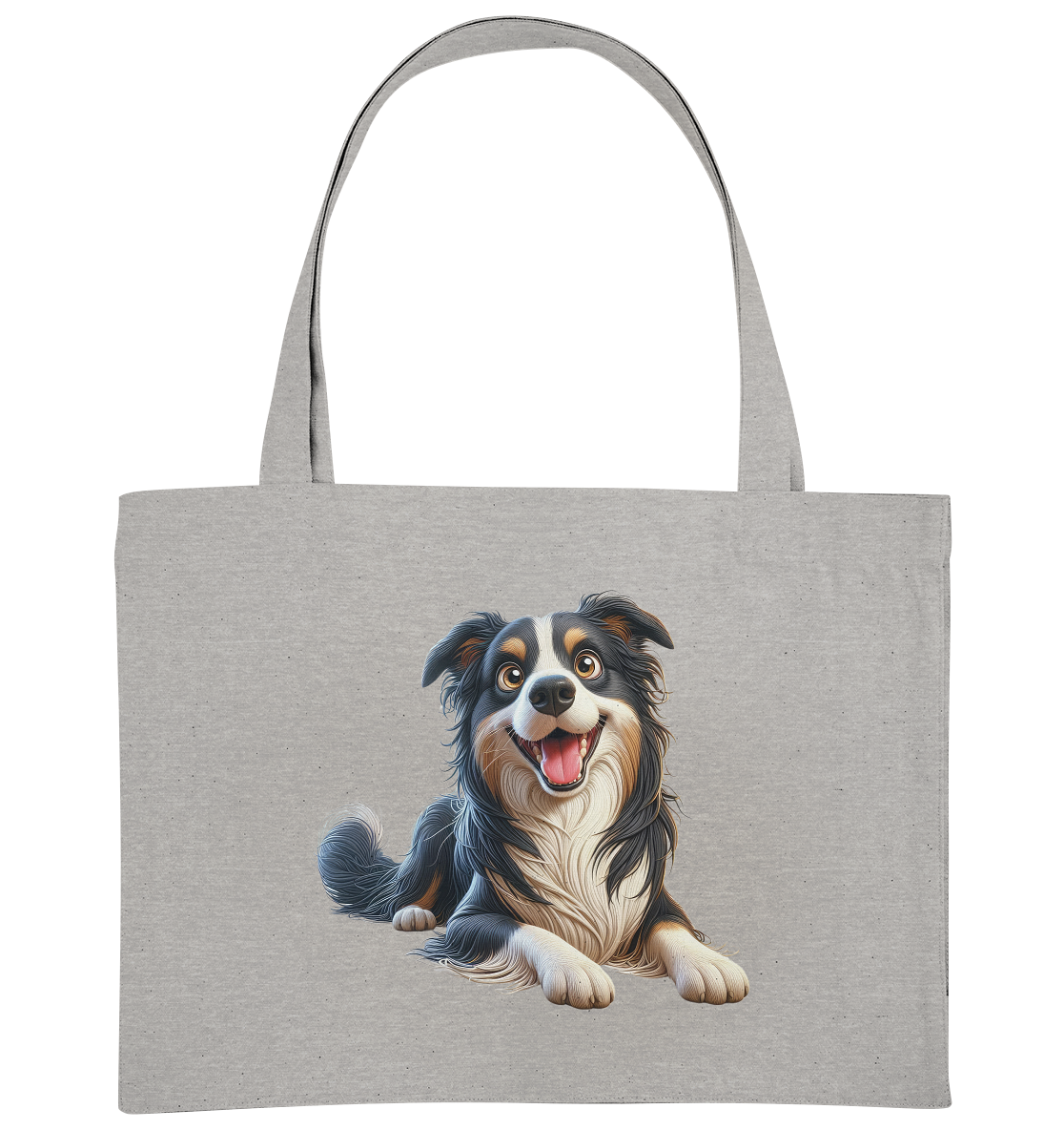 Border Collie Cartoon - personalisierbar - Organic Shopping-Bag