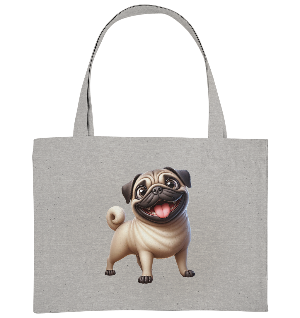 Mops Cartoon - personalisierbar - Organic Shopping-Bag