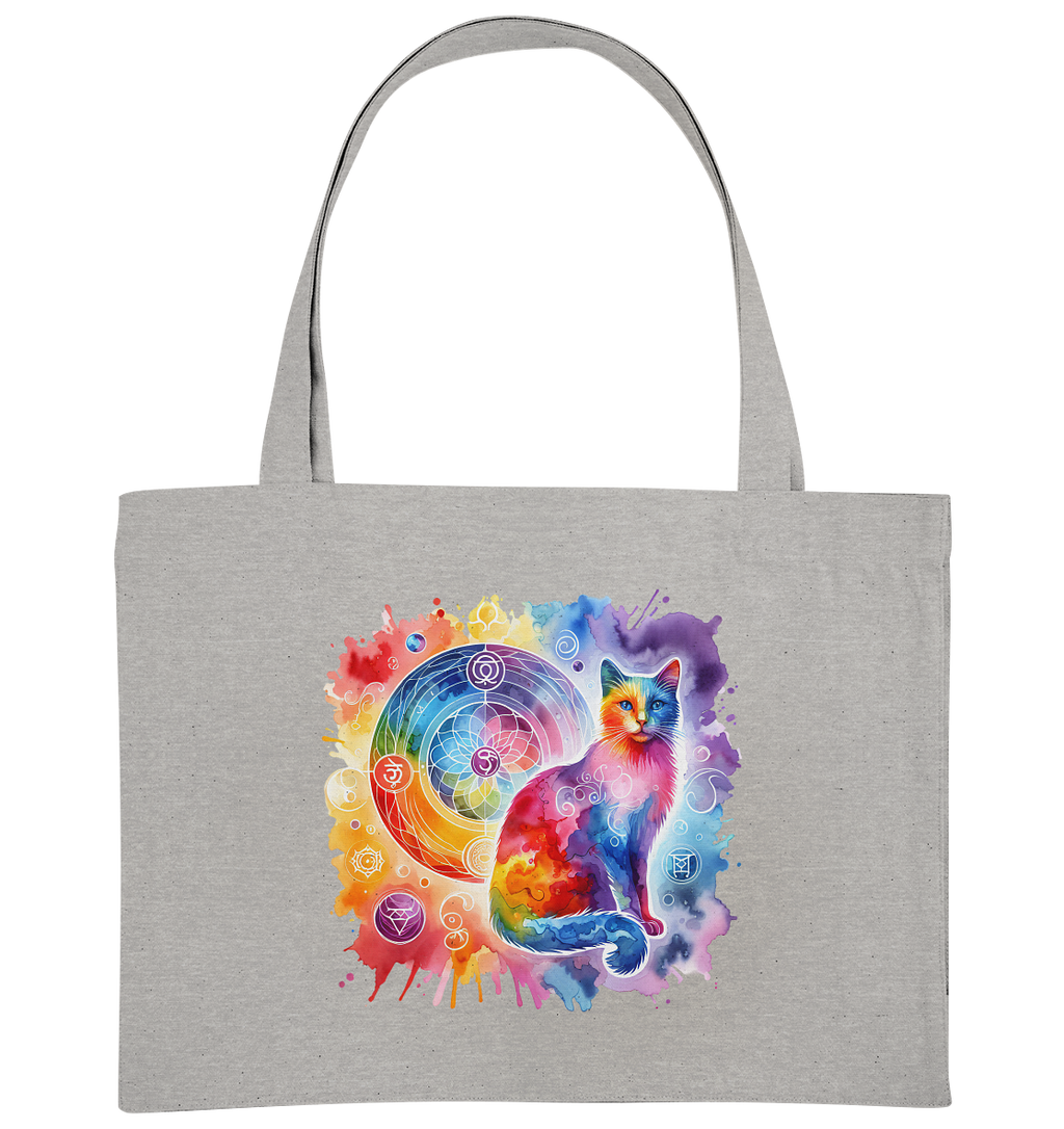 Ein Shakra Design mit Katze - Organic Shopping-Bag