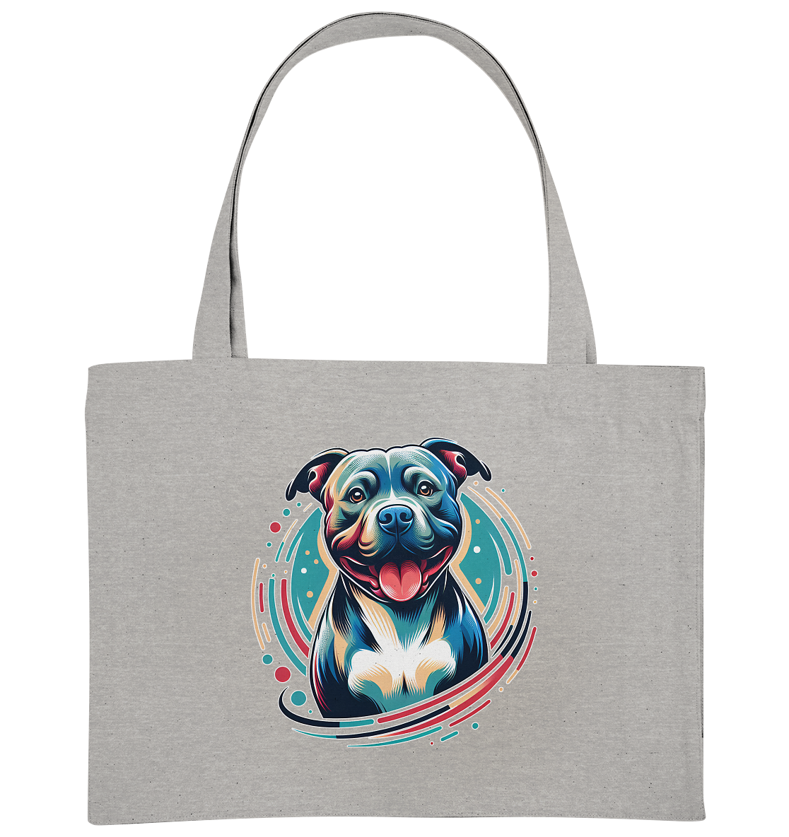 Happy Pittbull / Staffy PopArt - Organic Shopping-Bag
