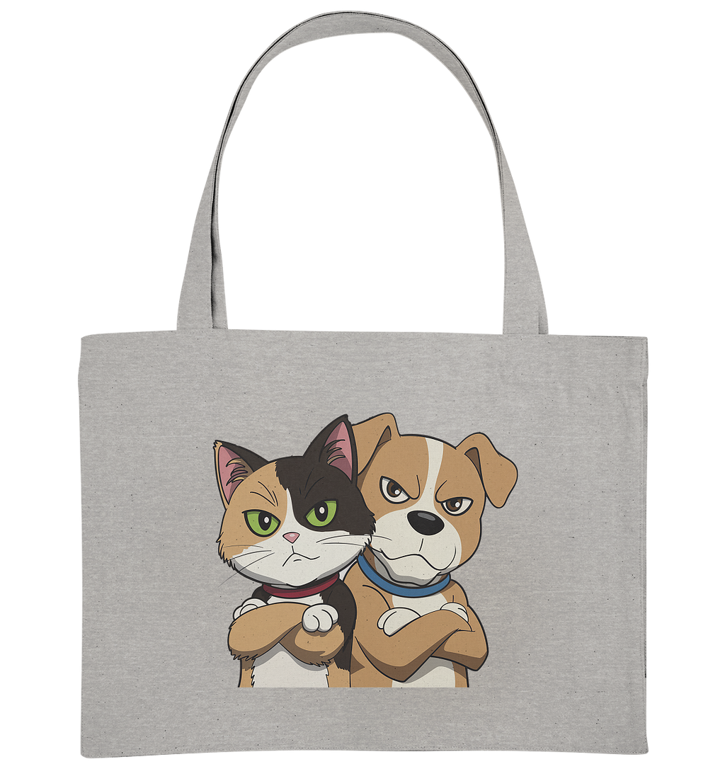 Hund und Katze grumpy - personalisierbar - Organic Shopping-Bag