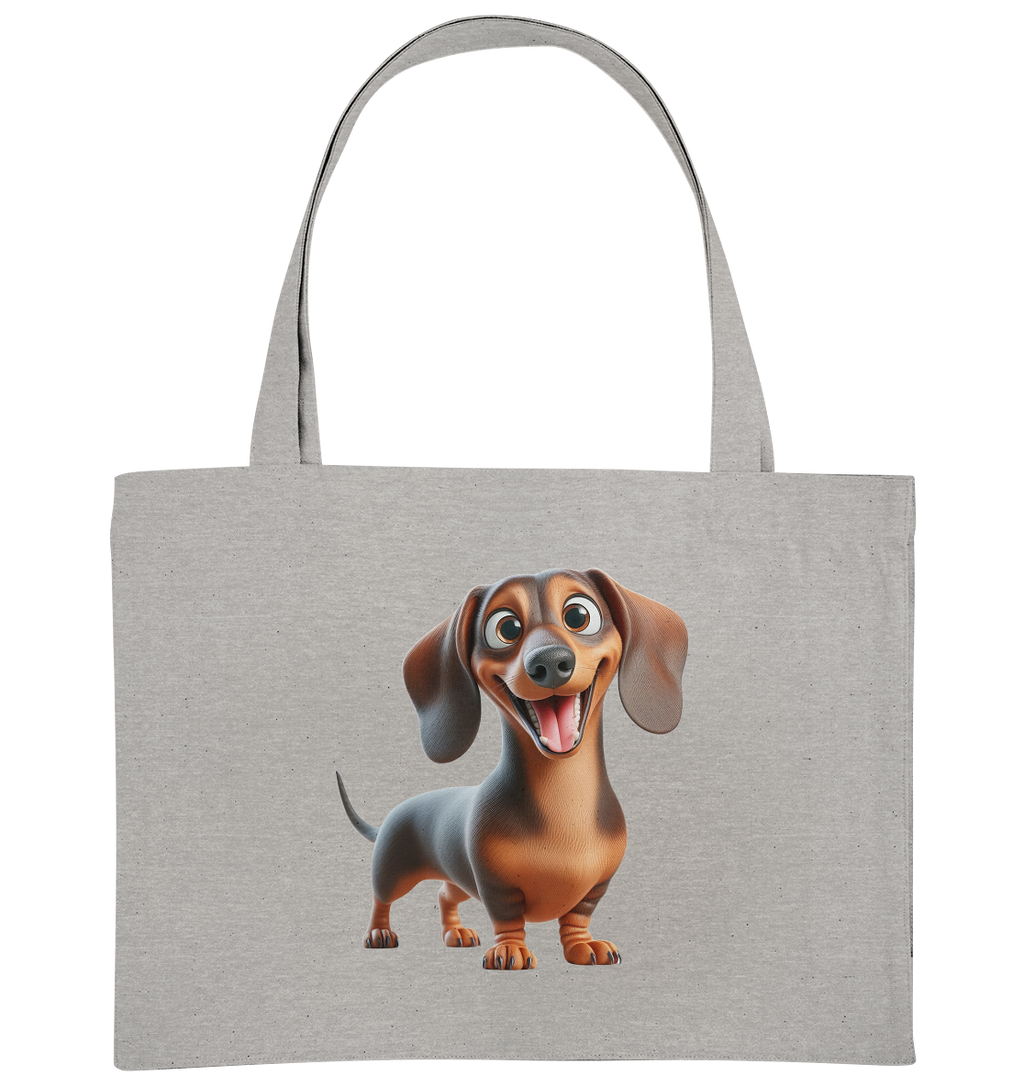 Happy Dackel Cartoon - personalisierbar - Organic Shopping-Bag