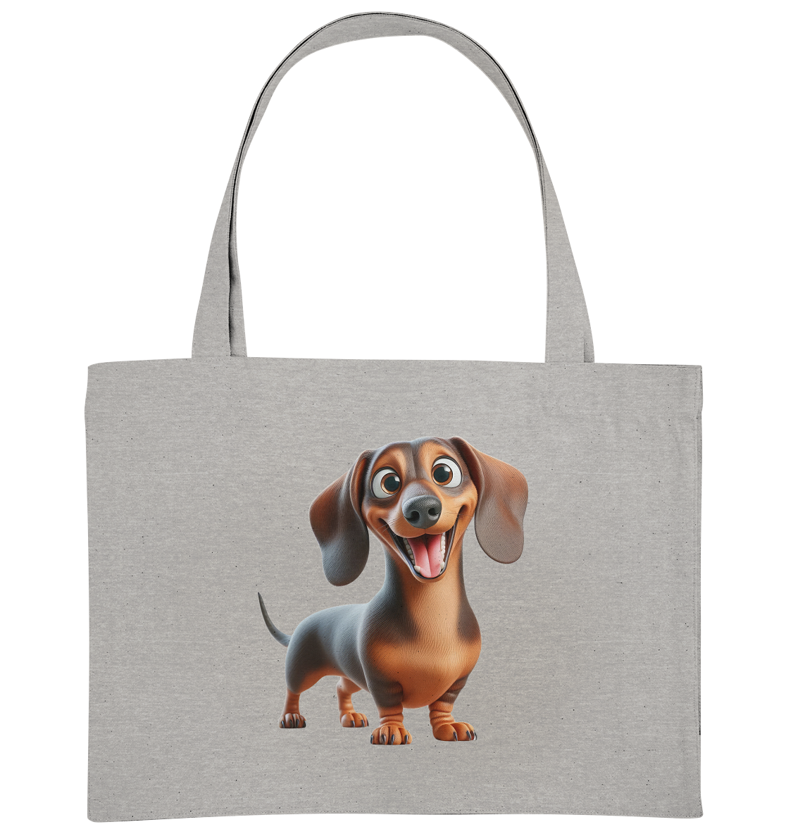 Happy Dackel Cartoon - personalisierbar - Organic Shopping-Bag