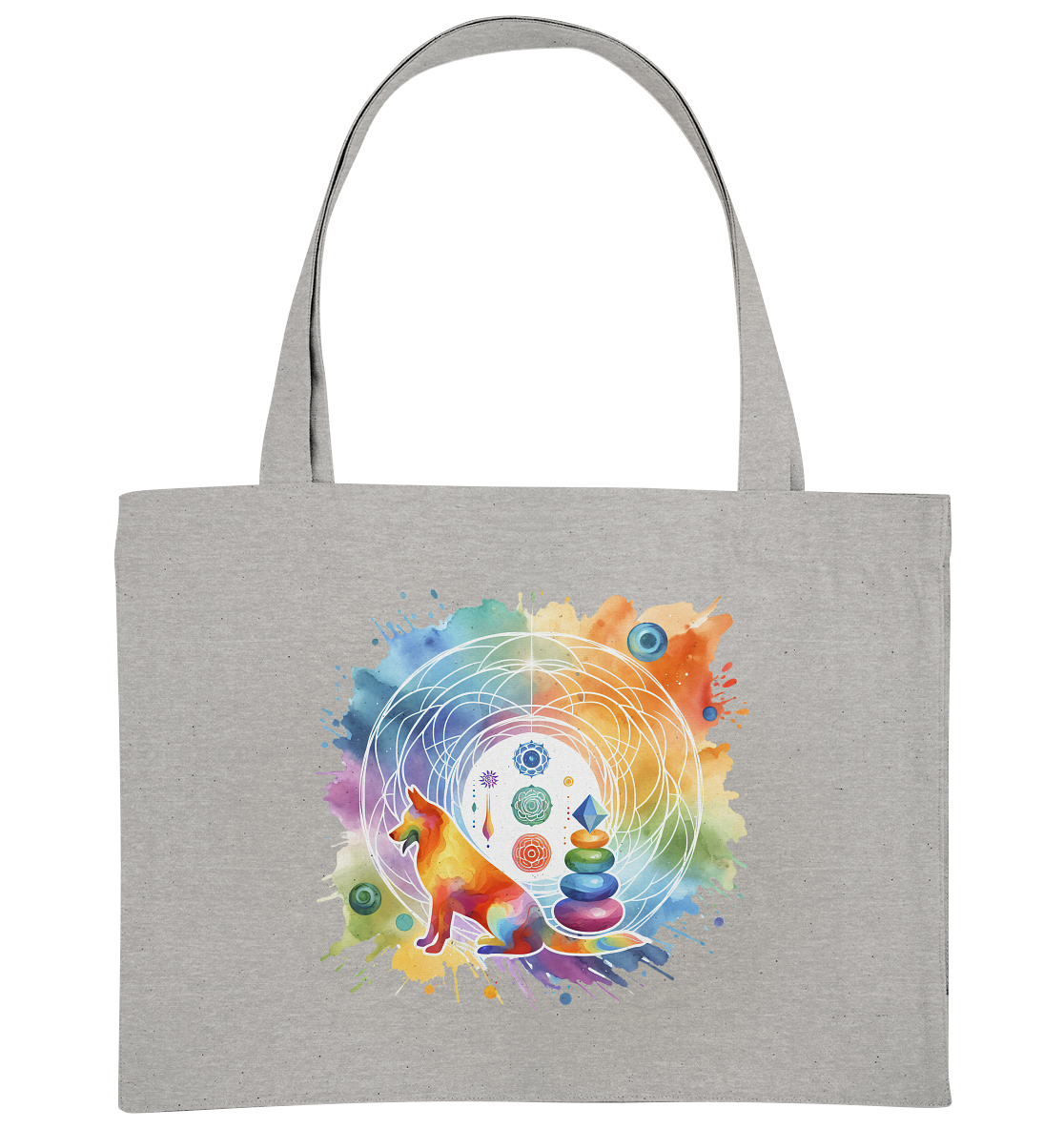 Chakra Art mit Hund Aquarell  - Organic Shopping-Bag