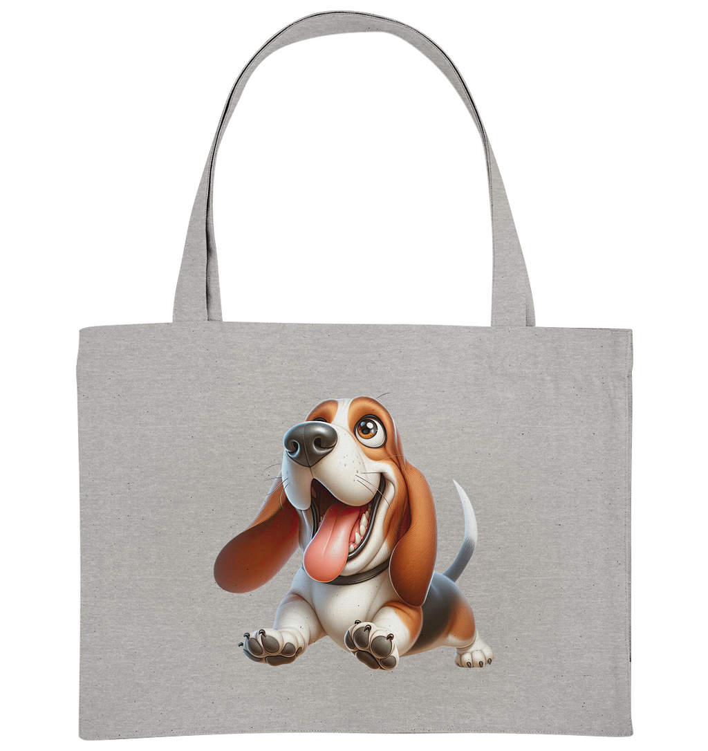 Basset Hound Cartoon personalisierbar - Organic Shopping-Bag