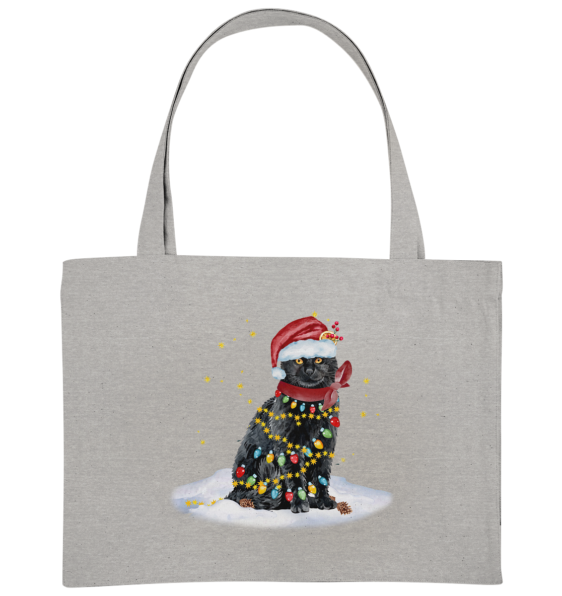 Lustige Weihnachts Katze Zeichnung - Organic Shopping-Bag