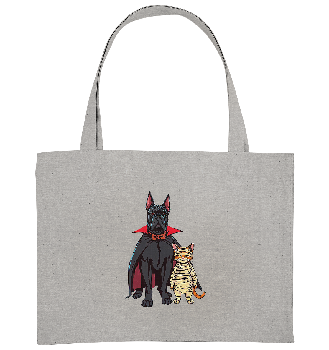 Halloween Cane Corso mit Katze als comic - Organic Shopping-Bag