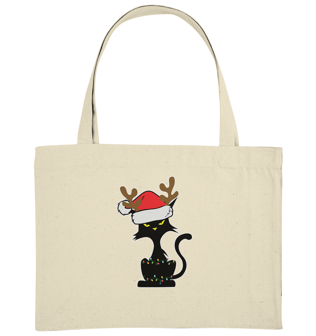 Grumpy Weihnachts Katze Cartoon - Organic Shopping-Bag