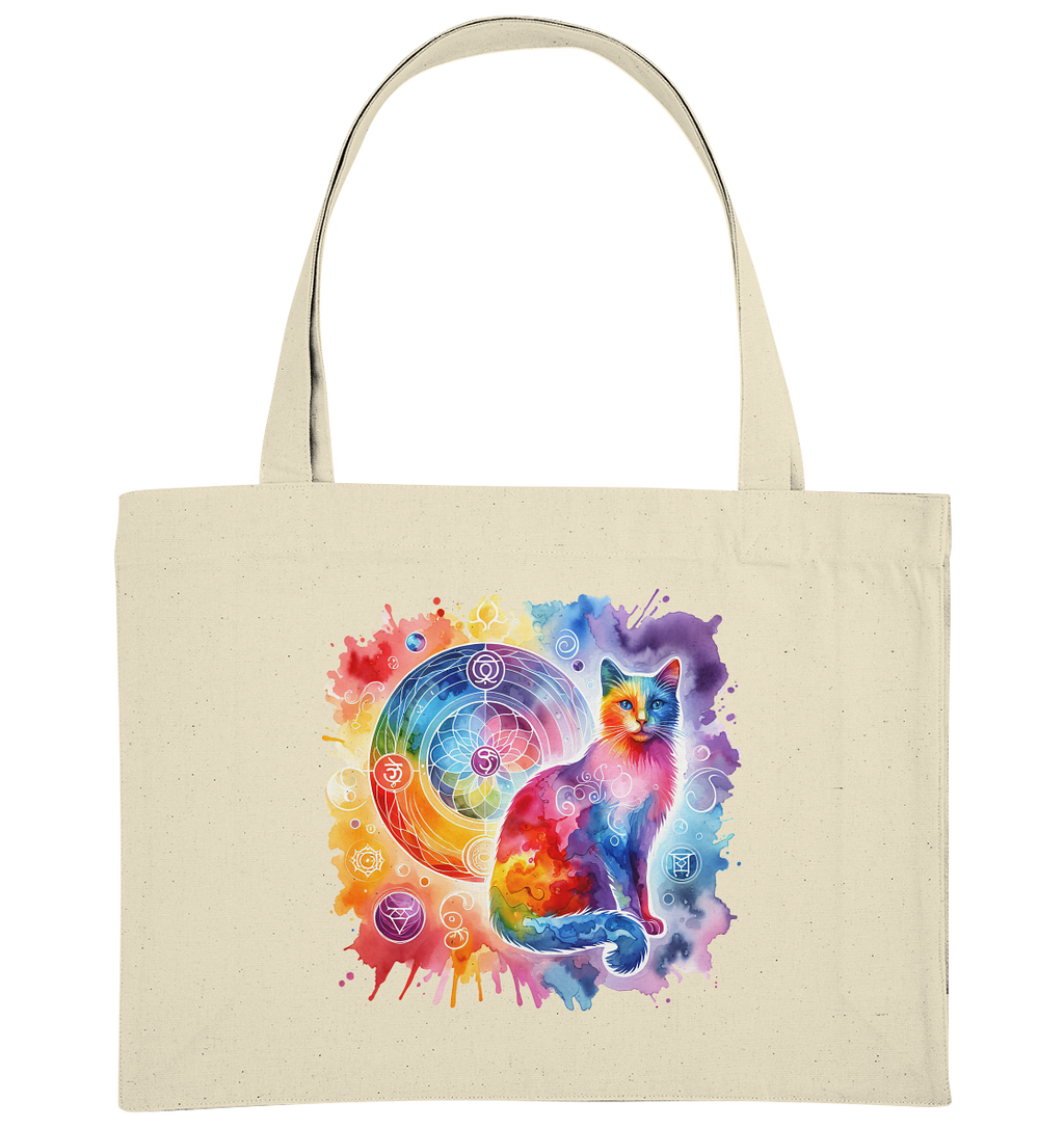Ein Shakra Design mit Katze - Organic Shopping-Bag