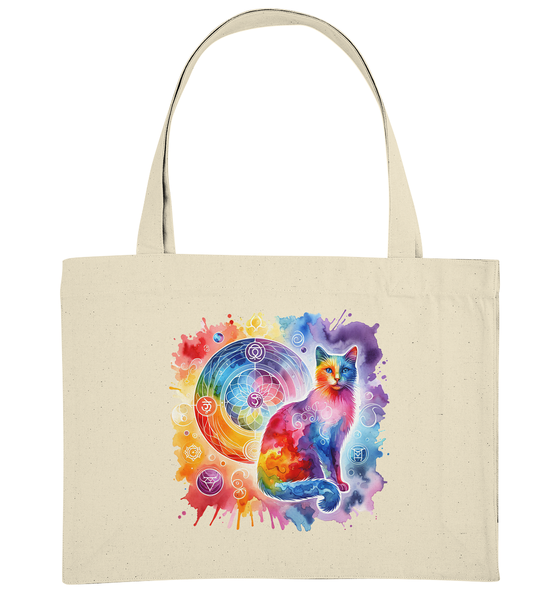 Ein Shakra Design mit Katze - Organic Shopping-Bag