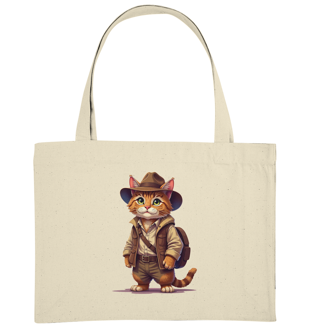 Abenteurer Katze Cartoon  - personalisierbar - Organic Shopping-Bag