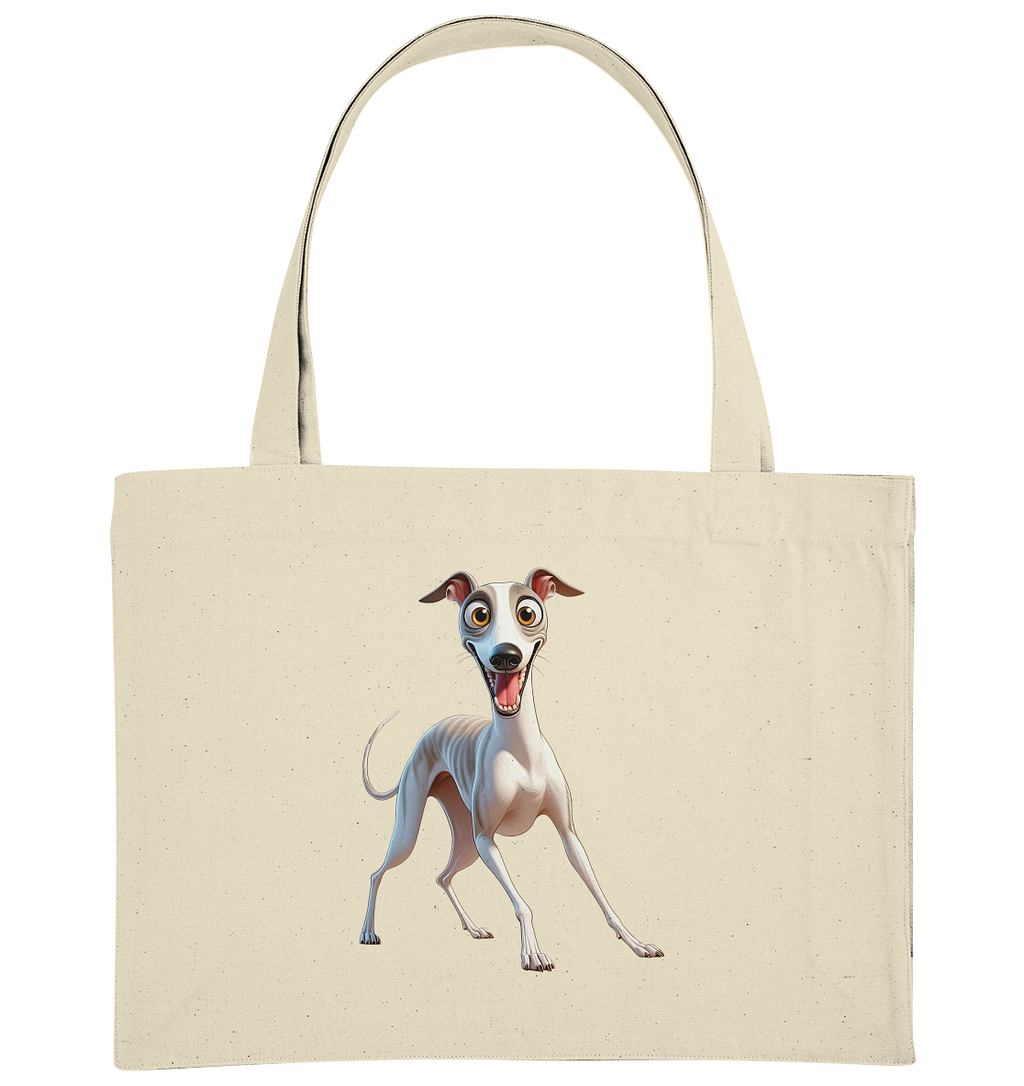 Whippet Cartoon personalisierbar - Organic Shopping-Bag