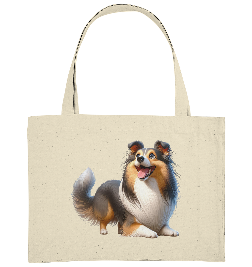 Shetland Sheepdog cartoon personalisierbar - Organic Shopping-Bag
