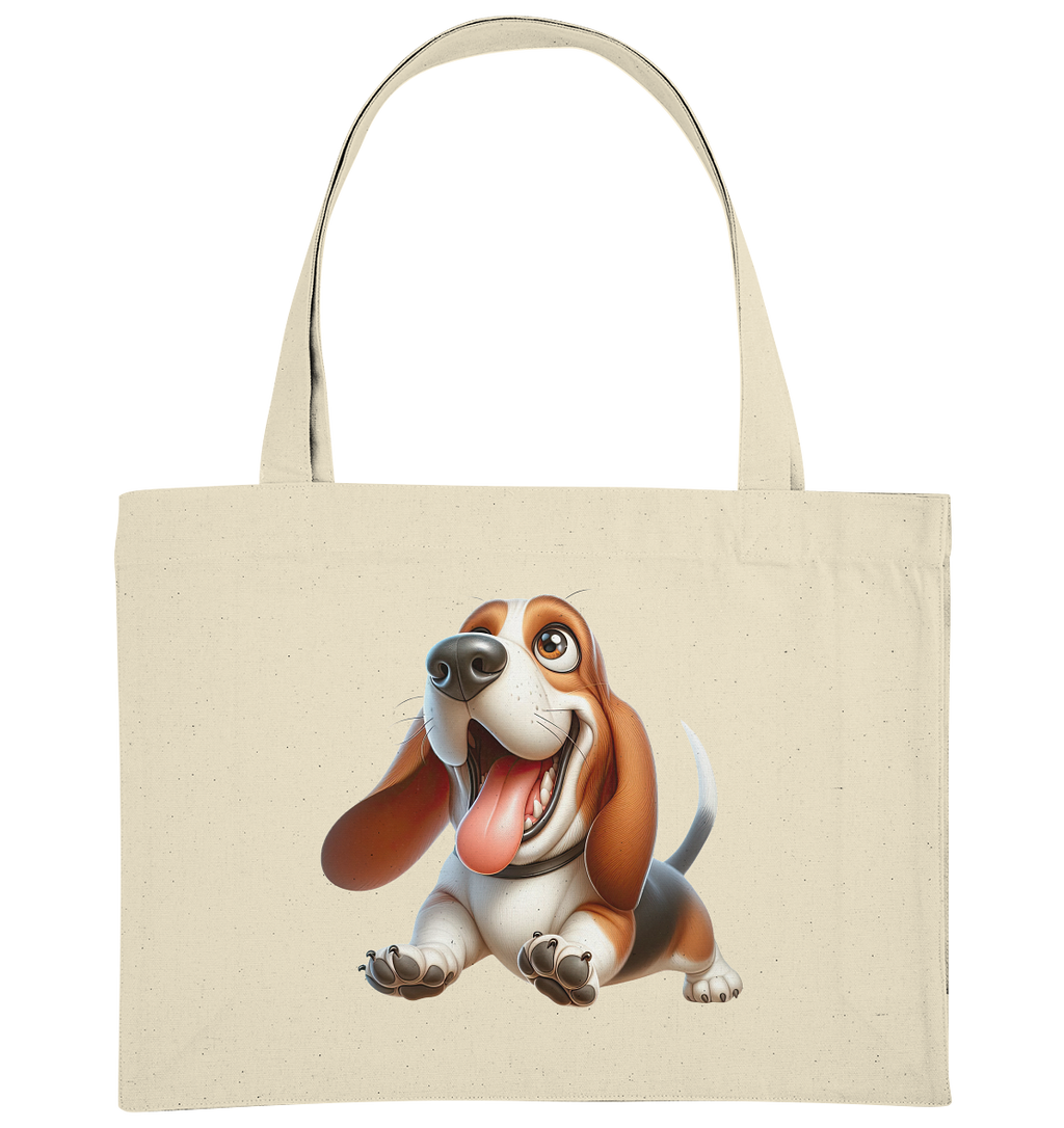 Basset Hound Cartoon personalisierbar - Organic Shopping-Bag