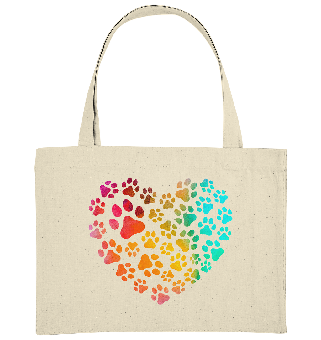Bunte Pfoten in Herzform - Organic Shopping-Bag