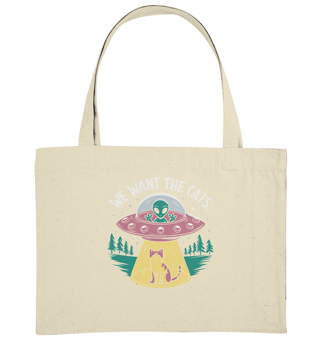 Alien und Katzen Fun Design We want the cats - Organic Shopping-Bag