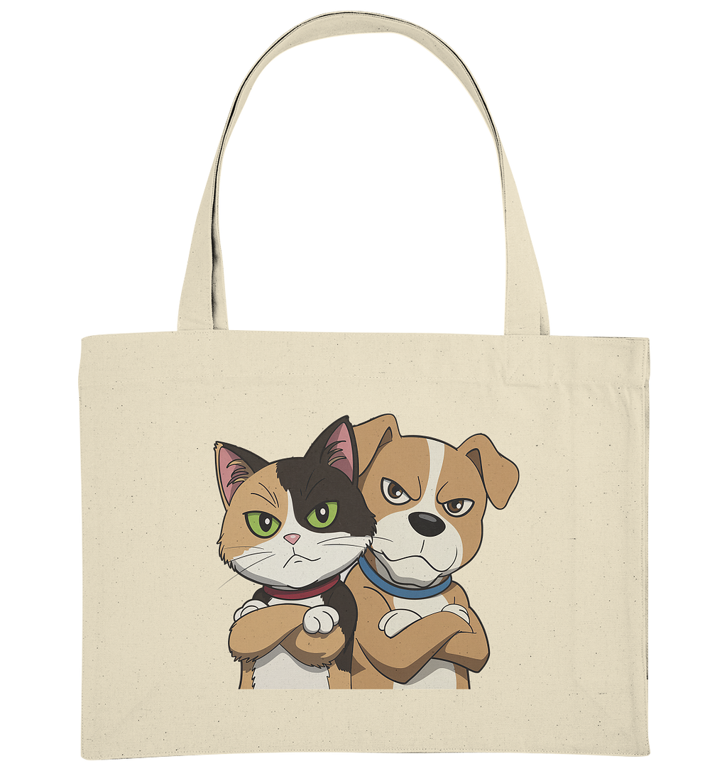 Hund und Katze grumpy - personalisierbar - Organic Shopping-Bag