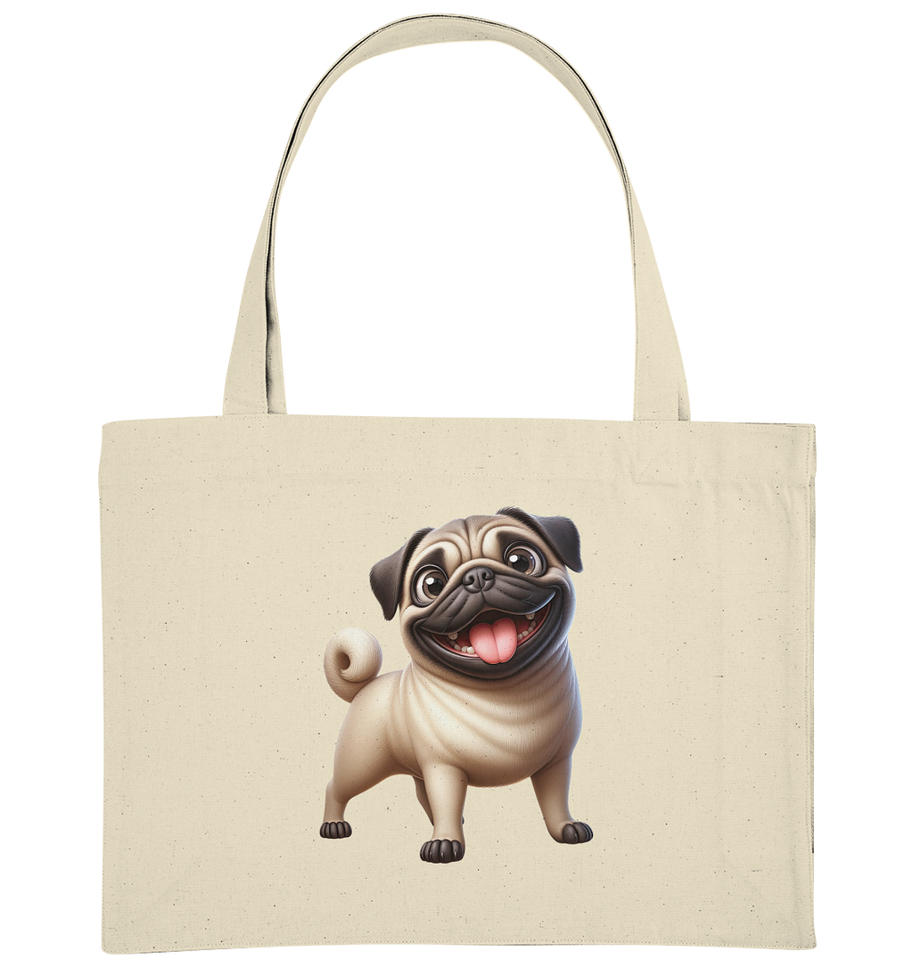 Mops Cartoon - personalisierbar - Organic Shopping-Bag