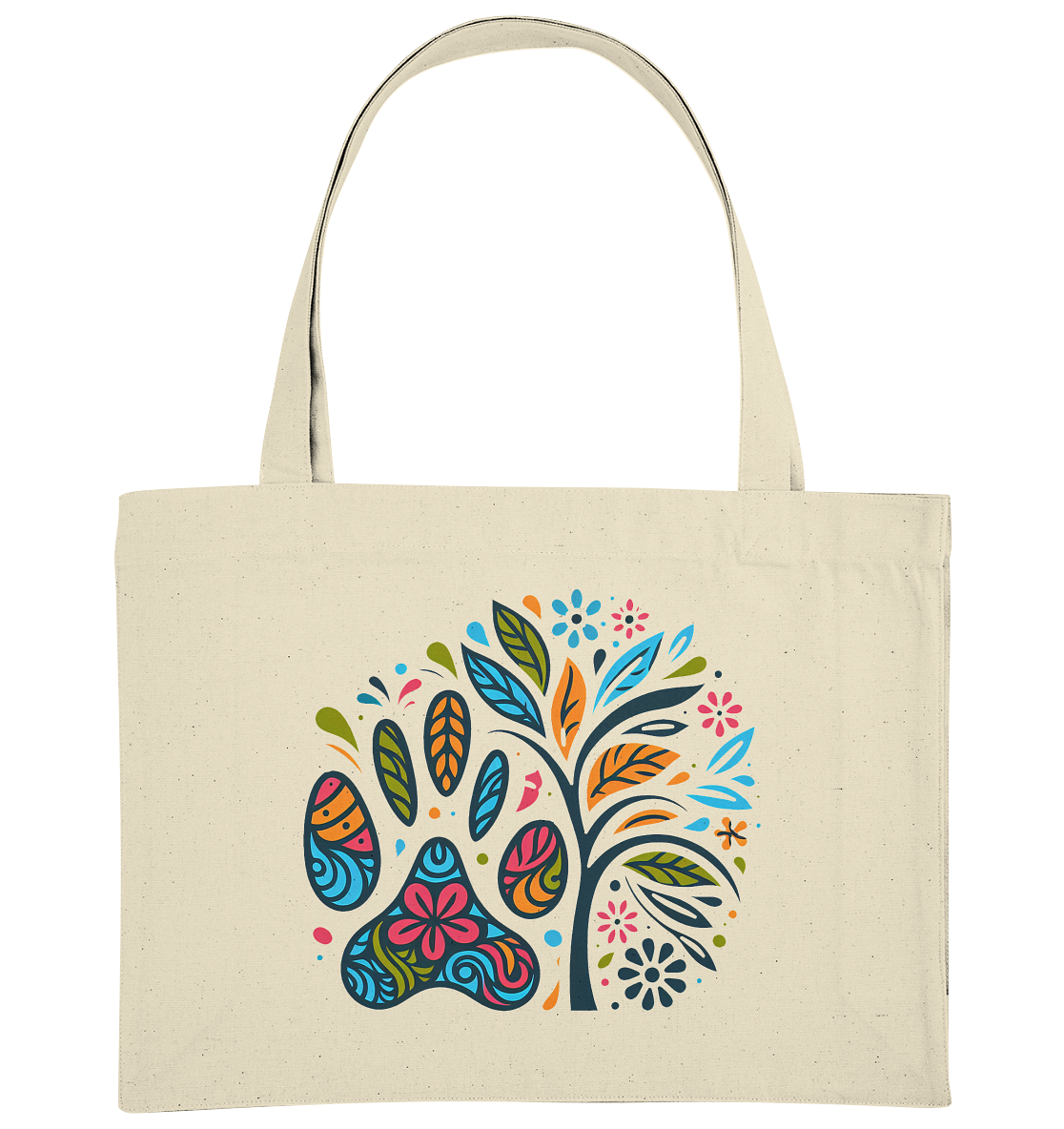 Pfote und Baum Farbenfrohes Design - Organic Shopping-Bag