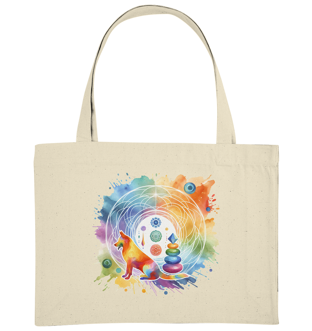 Chakra Art mit Hund Aquarell  - Organic Shopping-Bag