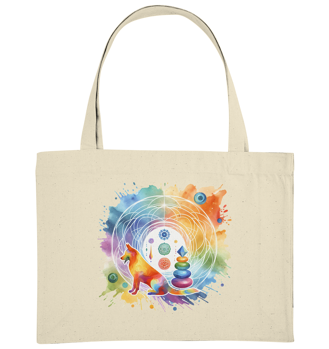 Chakra Art mit Hund Aquarell  - Organic Shopping-Bag
