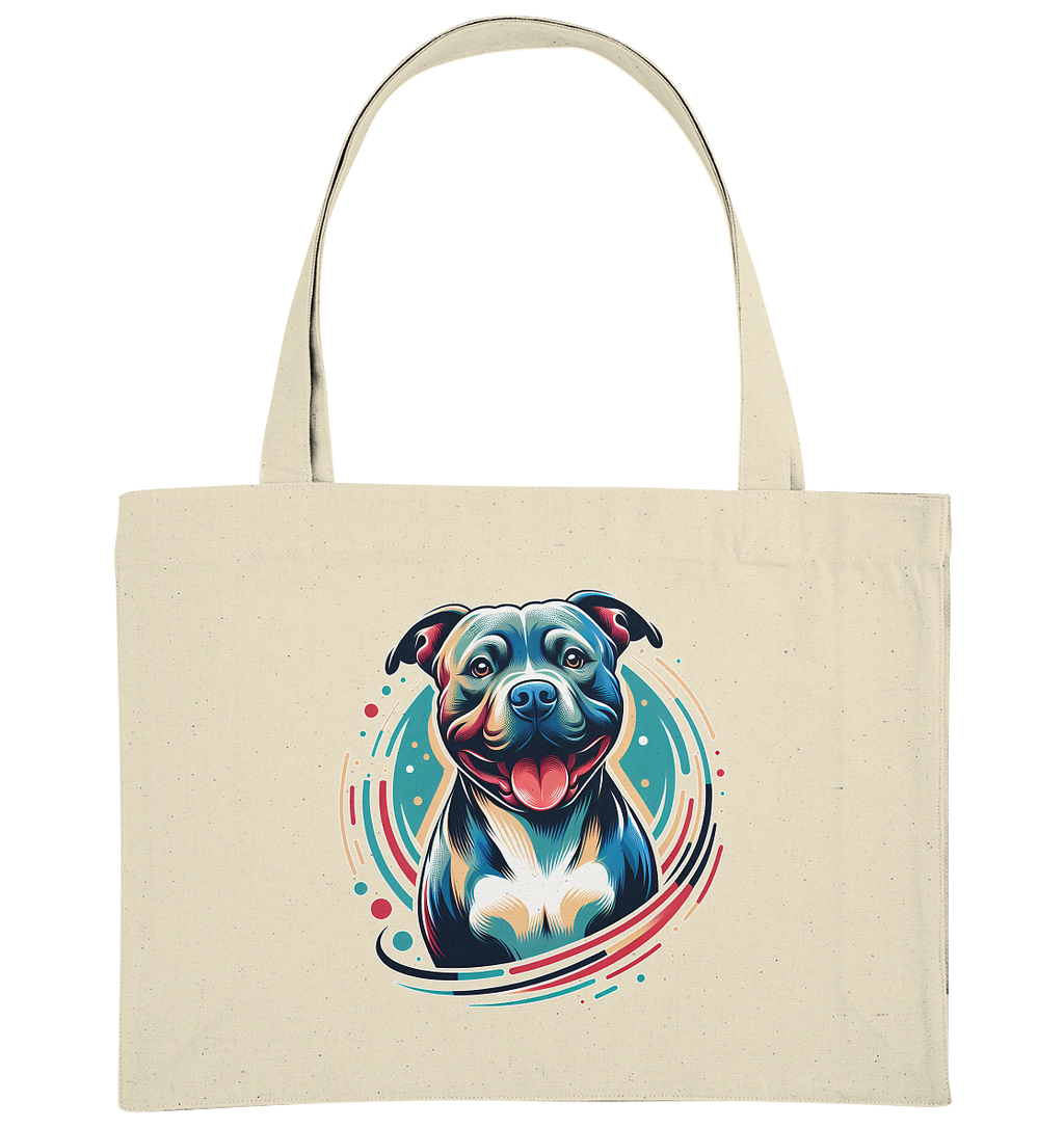 Happy Pittbull / Staffy PopArt - Organic Shopping-Bag