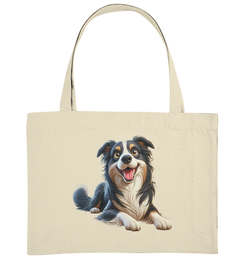 Border Collie Cartoon - personalisierbar - Organic Shopping-Bag