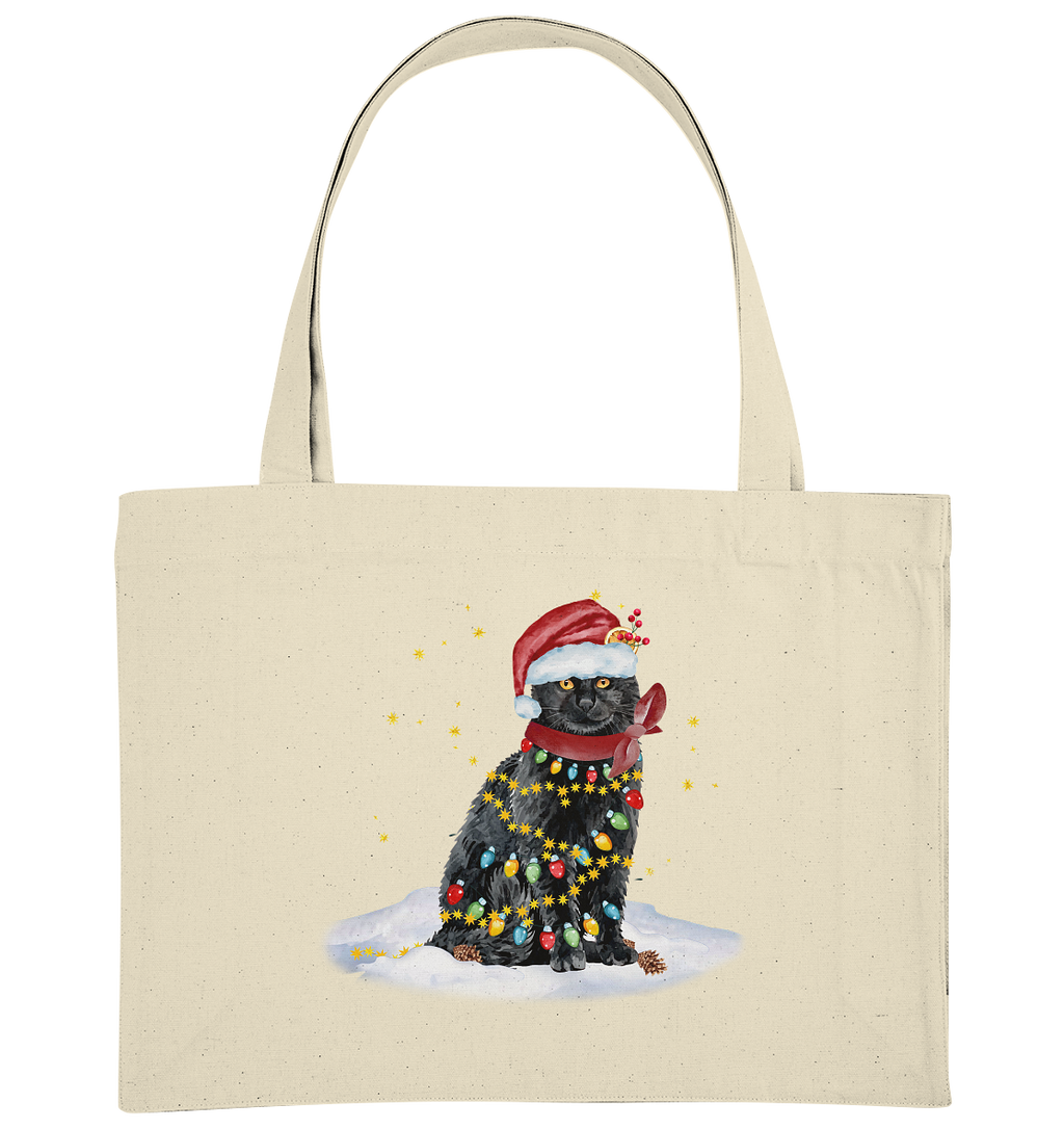 Lustige Weihnachts Katze Zeichnung - Organic Shopping-Bag
