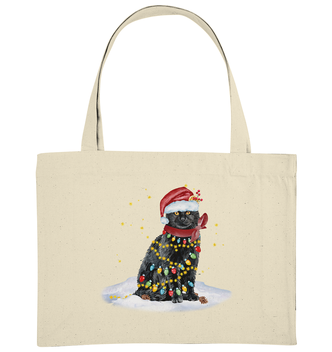 Lustige Weihnachts Katze Zeichnung - Organic Shopping-Bag