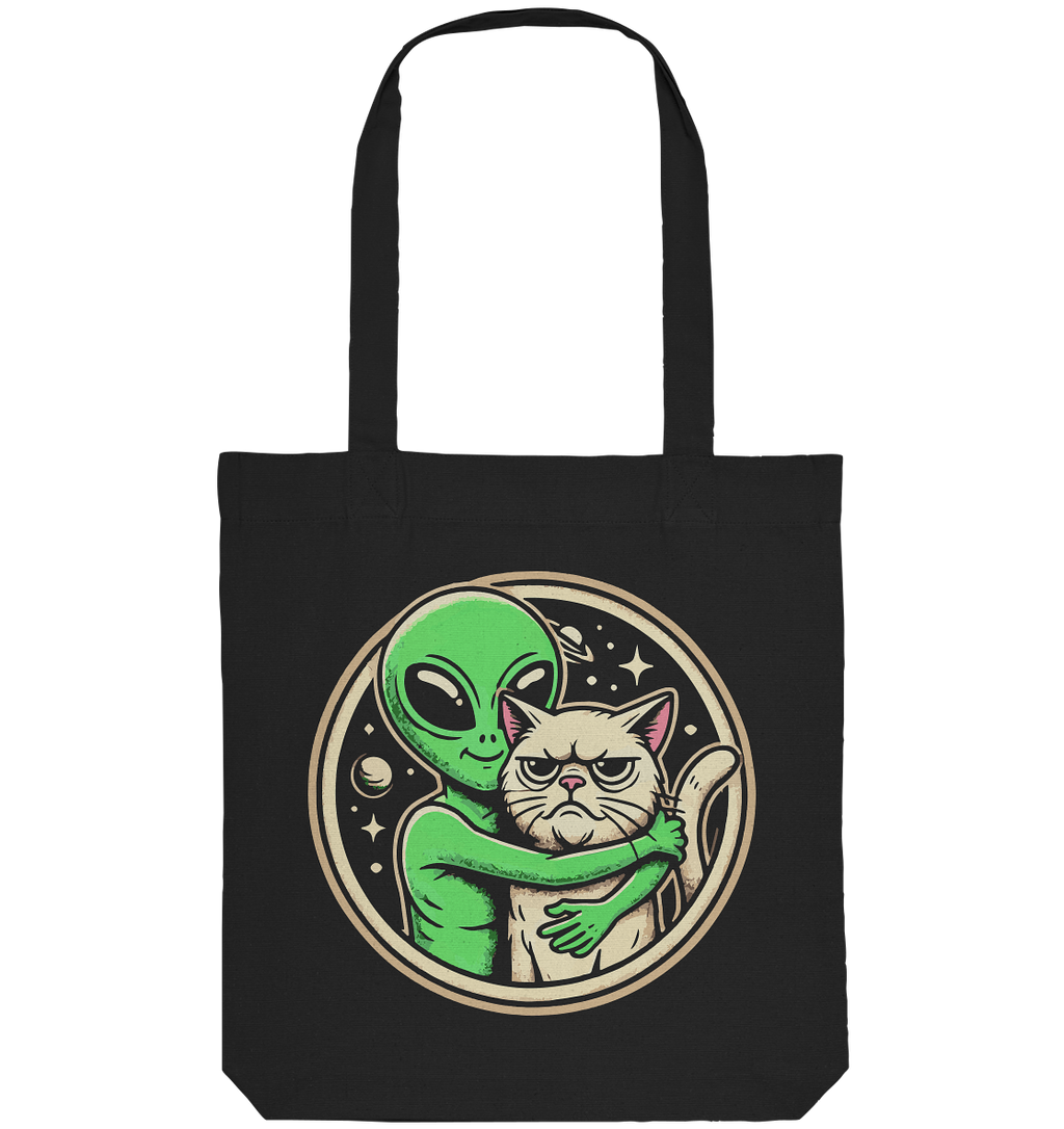 Alien mit Grumpy cat - Organic Tote-Bag