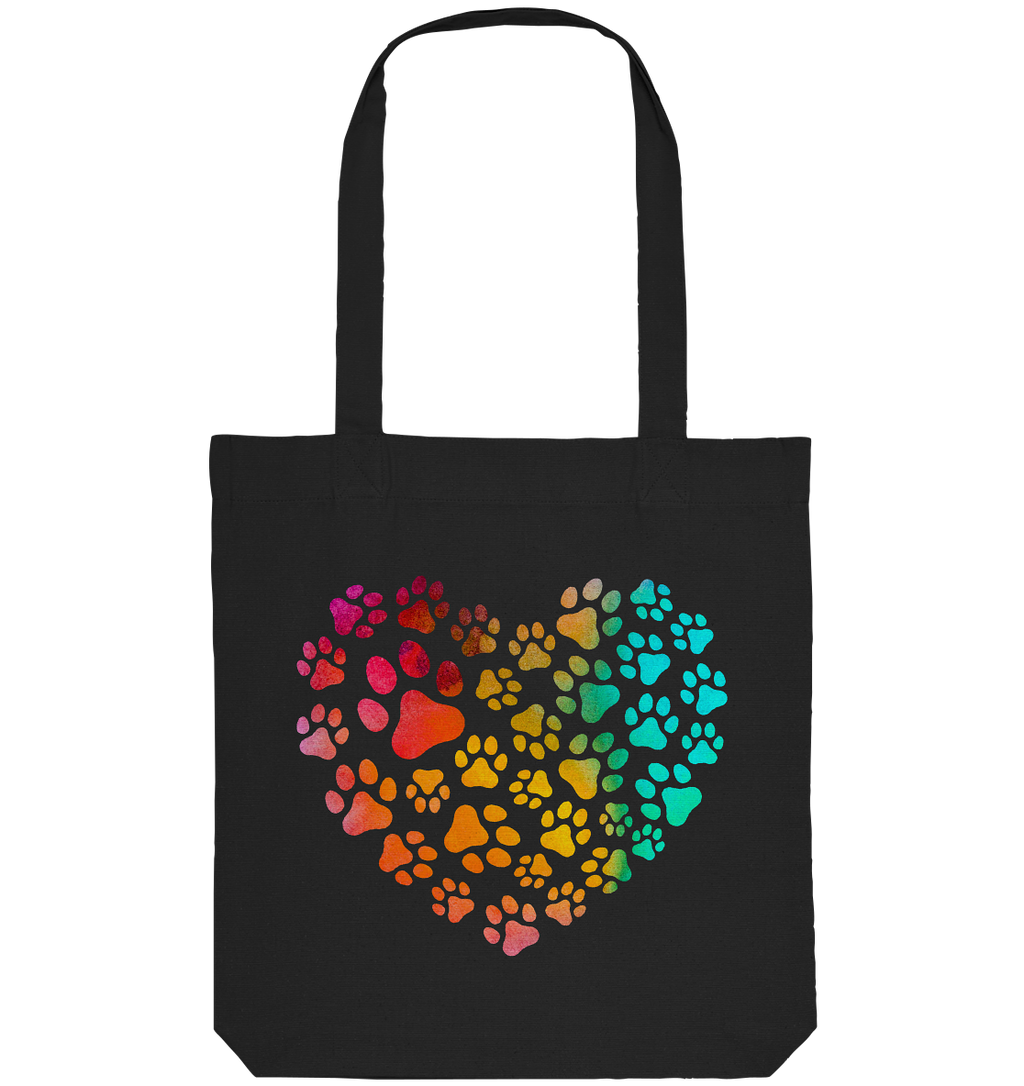 Bunte Pfoten in Herzform - Organic Tote-Bag