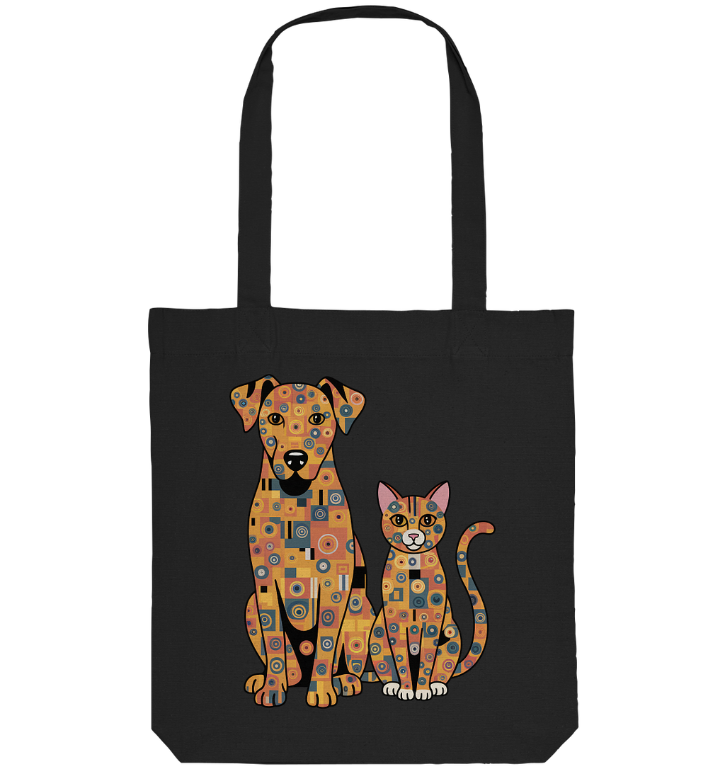 Illustration Hund und Katze in Klimt  Style - Organic Tote-Bag