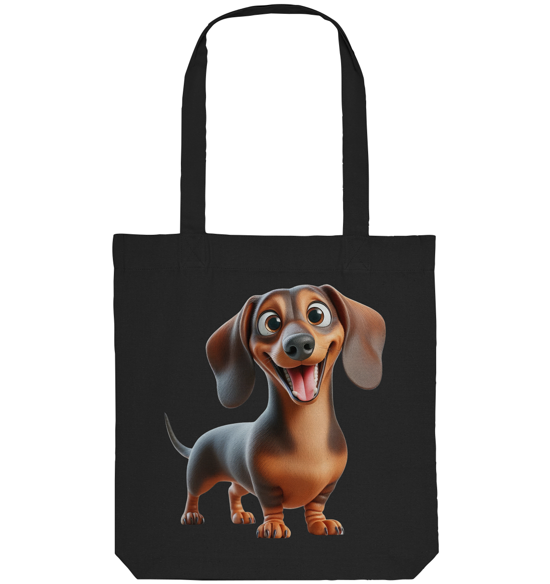 Happy Dackel Cartoon - personalisierbar - Organic Tote-Bag