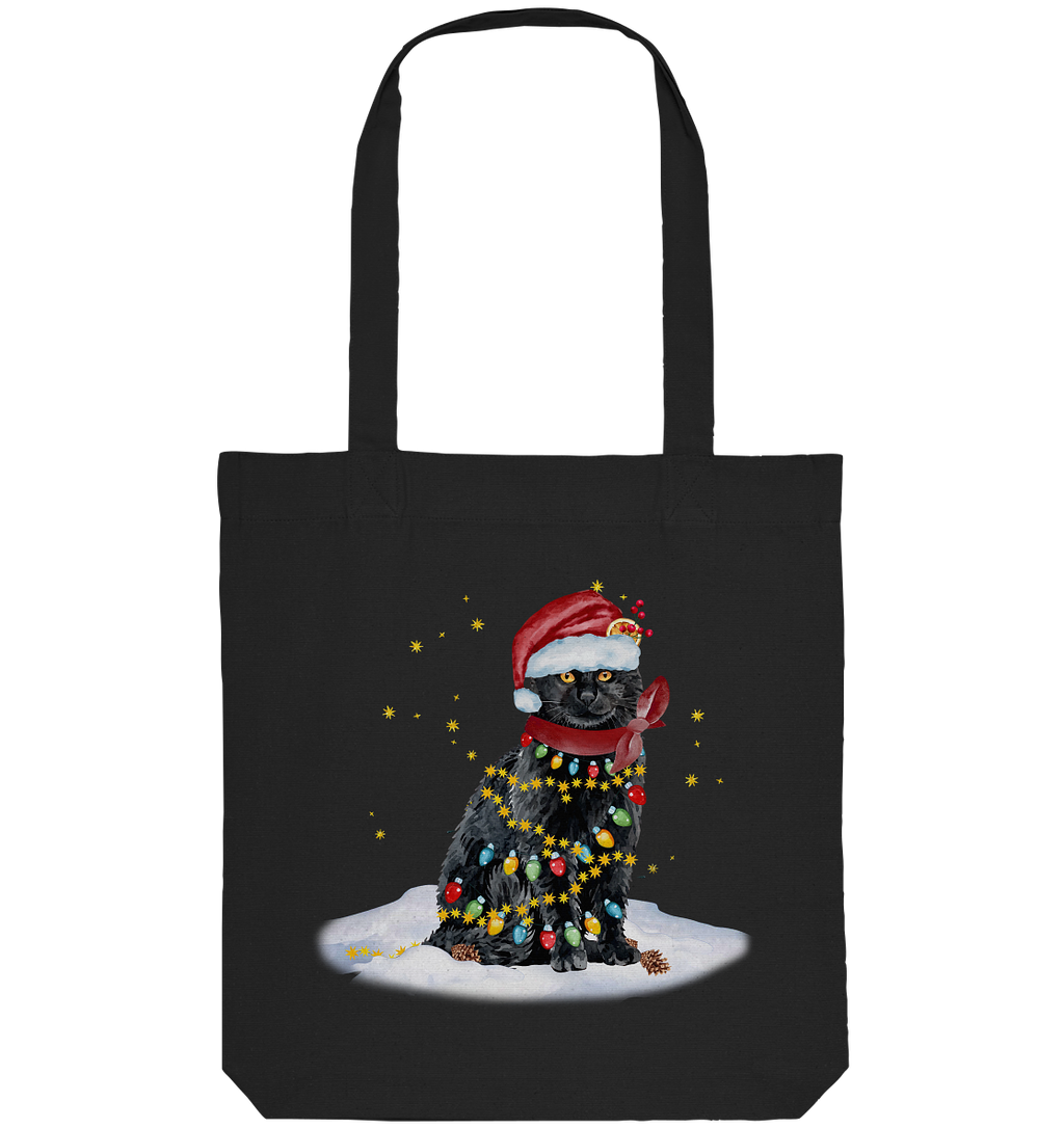 Lustige Weihnachts Katze Zeichnung - Organic Tote-Bag