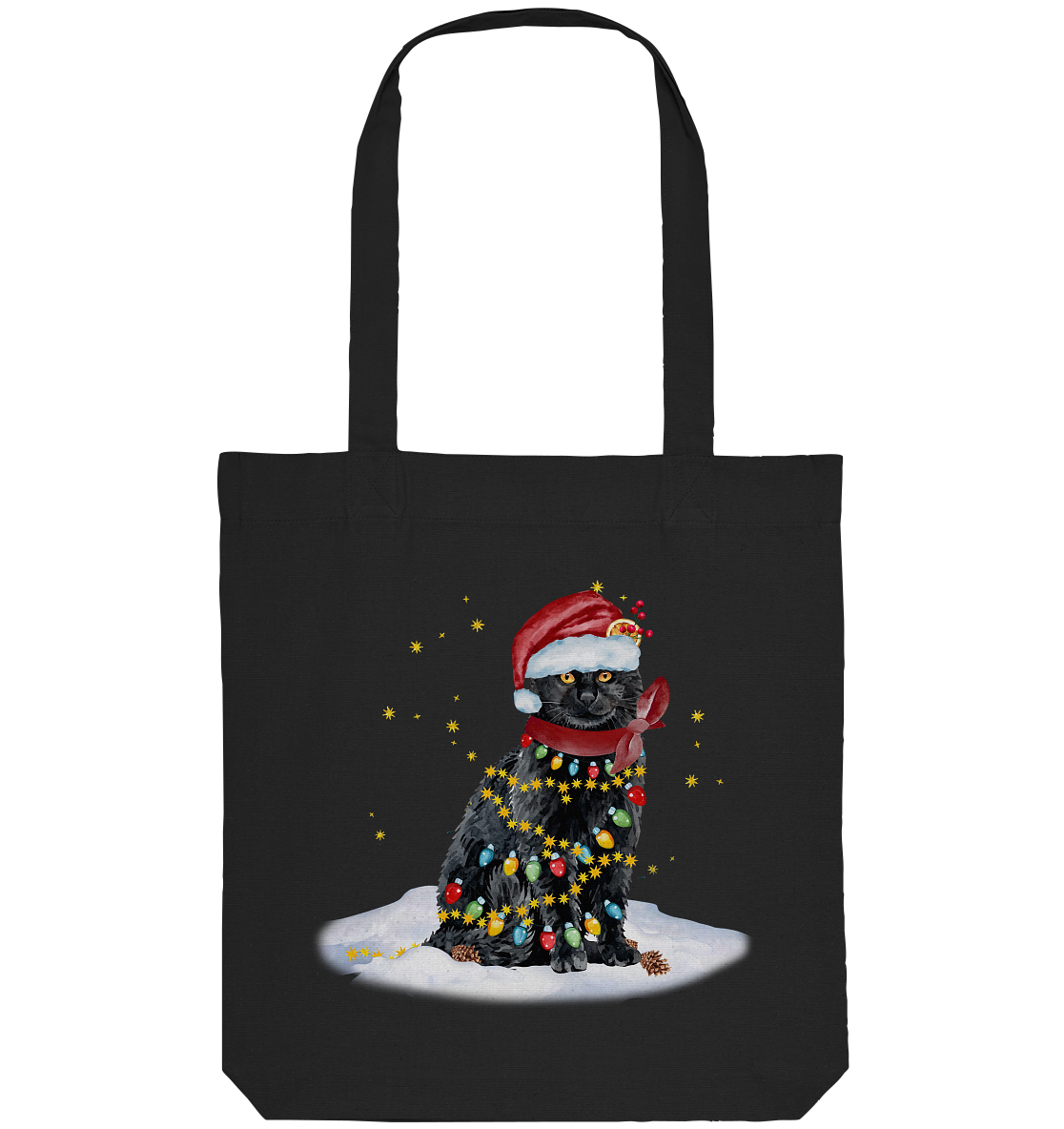 Lustige Weihnachts Katze Zeichnung - Organic Tote-Bag